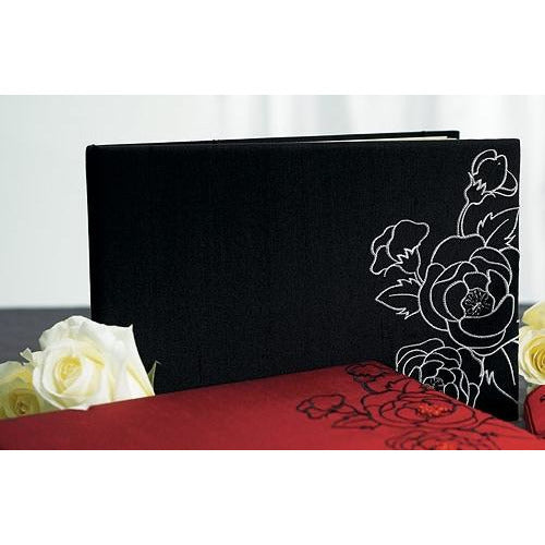 Silhouettes In Bloom Black Guestbook & Pen Set - Wedding Collectibles