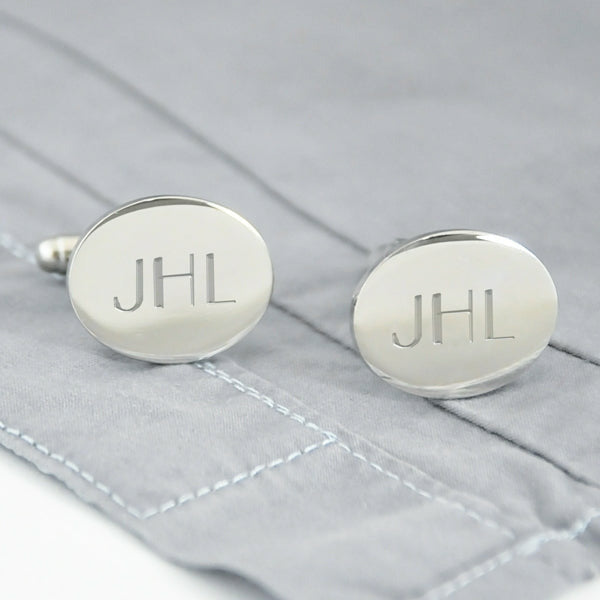 Silver Oval Cuff Links - Wedding Collectibles