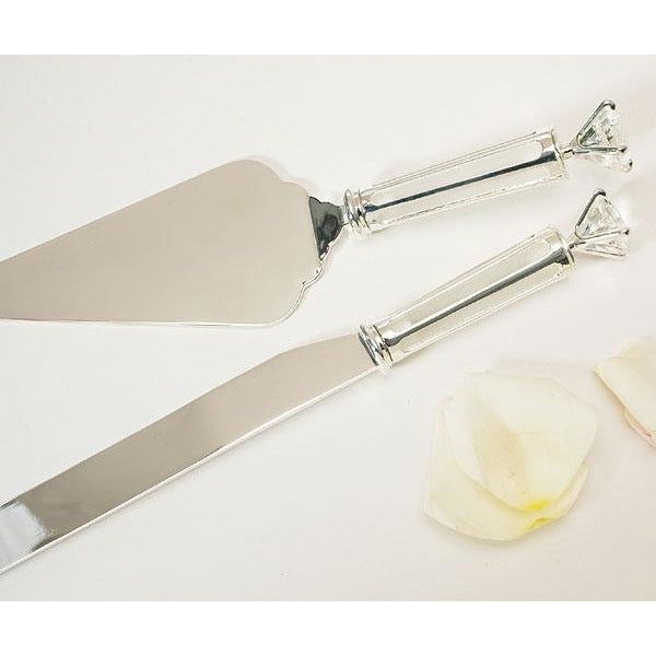 Silver Plated Cake Serving Set with Diamond Wedding Collectibles