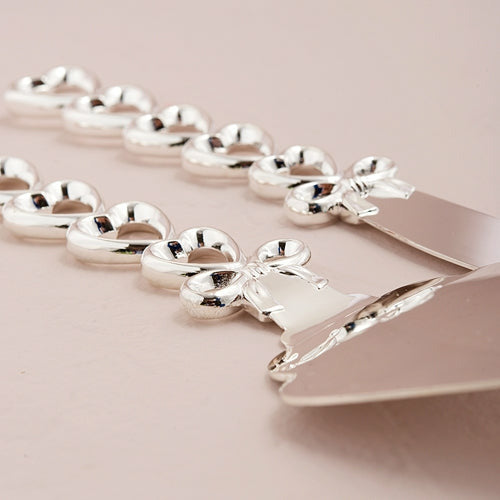 Silver Plated Stacked Hearts Cake Server Set - Wedding Collectibles