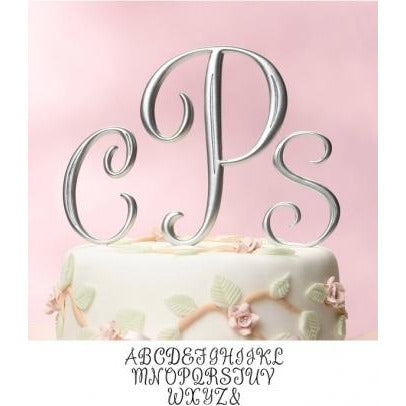 Silver Script Monogram Cake Topper - Wedding Collectibles