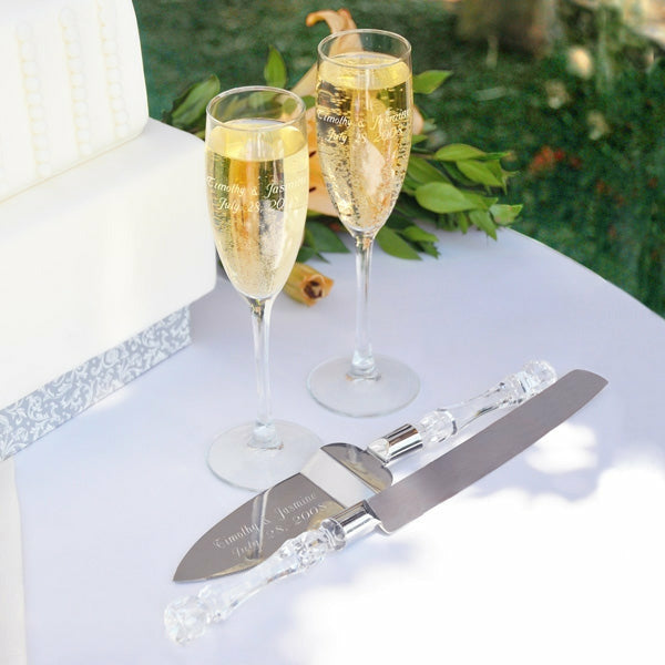 Simplicity Champagne Flutes & Cake Server Set - Save 10% - Wedding Collectibles