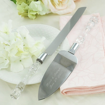 Simplicity Champagne Flutes & Cake Server Set - Save 10% - Wedding Collectibles