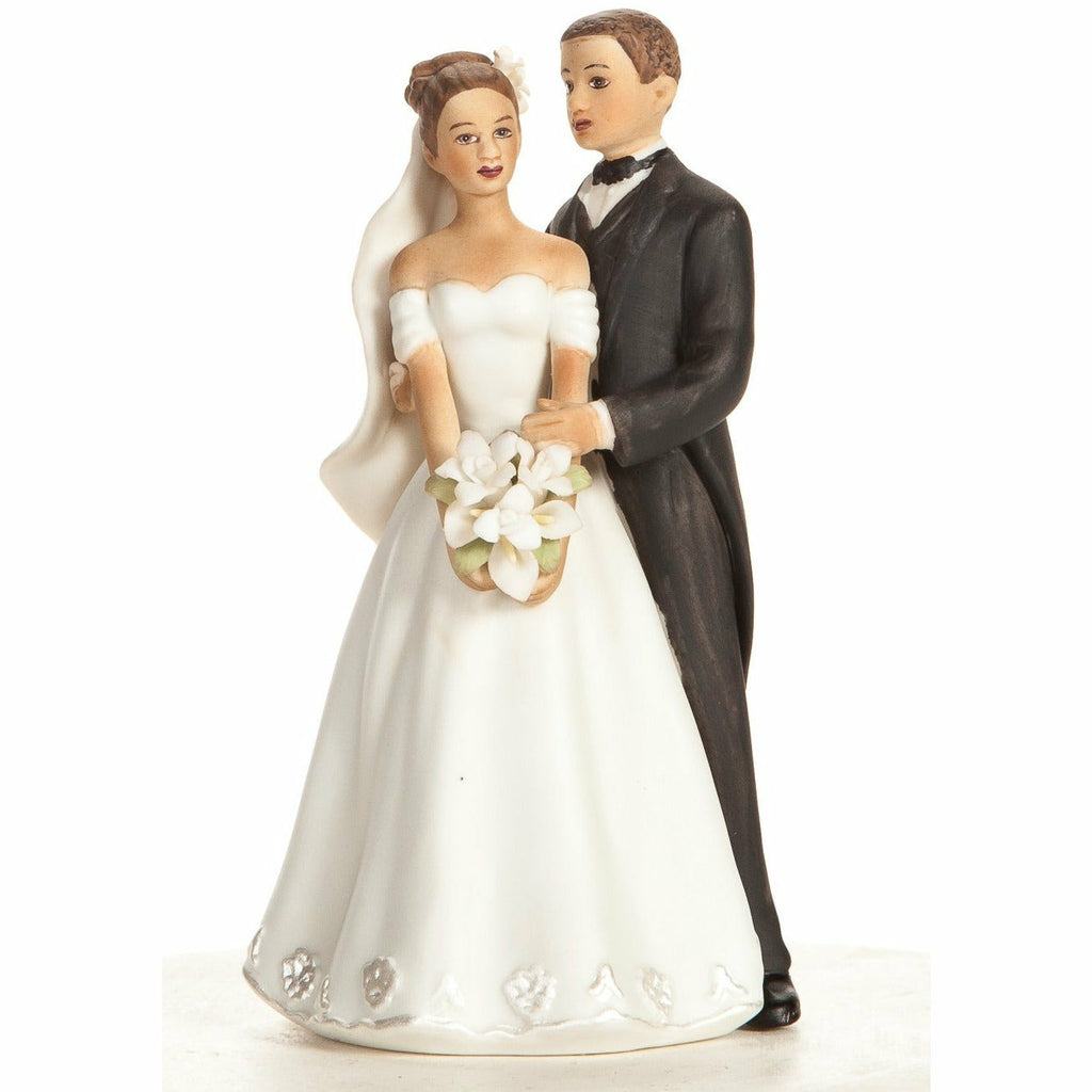 Small Elegant Medium Skin Tone Wedding Cake Topper - Wedding Collectibles