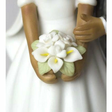Small Elegant Medium Skin Tone Wedding Cake Topper - Wedding Collectibles