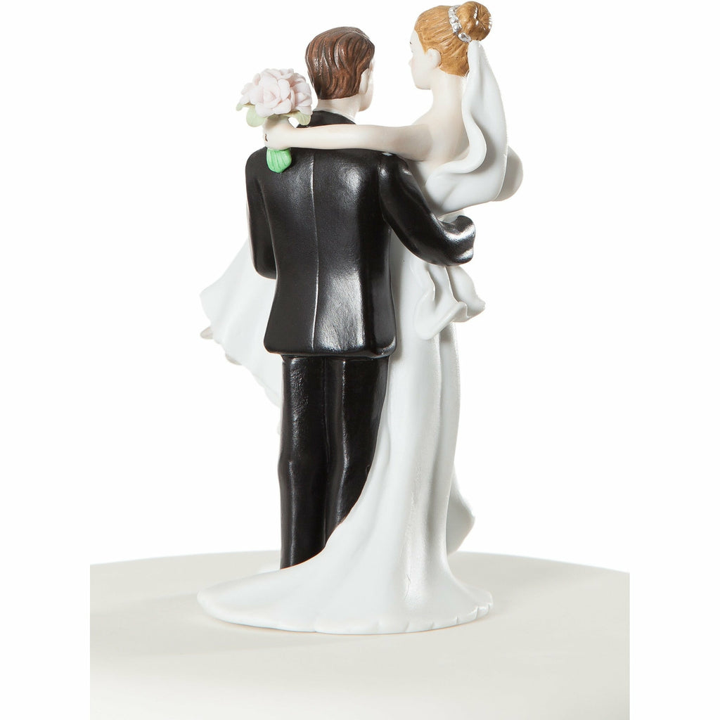 Small Groom Holding Bride Traditional Cake Topper Figurine - Wedding Collectibles