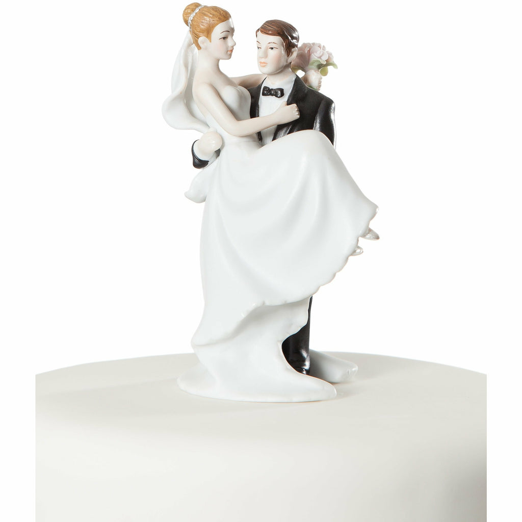 Small Groom Holding Bride Traditional Cake Topper Figurine - Wedding Collectibles