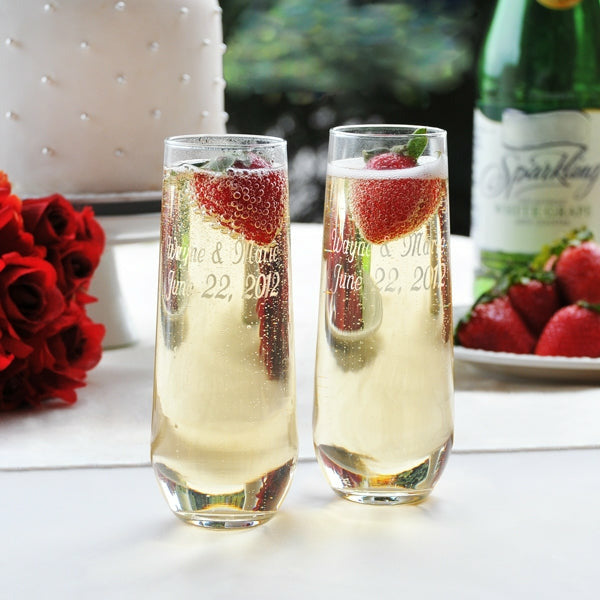 Stemless Champagne Toasting Flutes - Wedding Collectibles