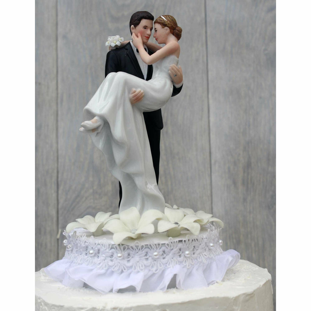 Stephanotis Groom Holding the Bride Wedding Cake Topper - Wedding Collectibles