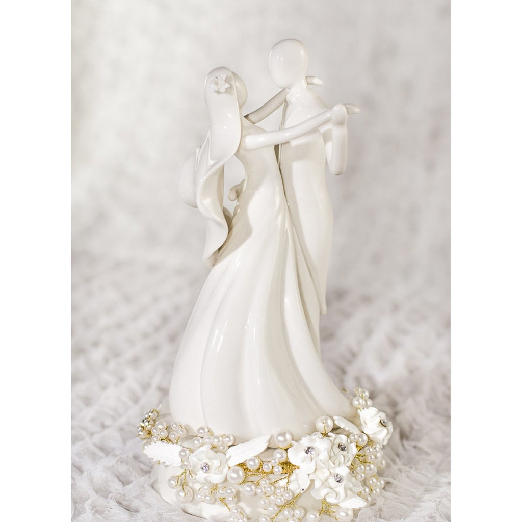 Stylized Dancing Rose Pearl Wedding Cake Topper - Wedding Collectibles