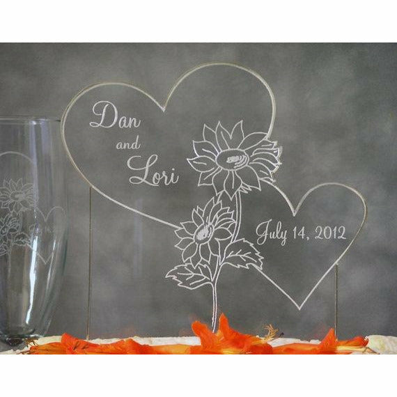 Sunflower Hearts Light-Up Wedding Cake Topper - Wedding Collectibles
