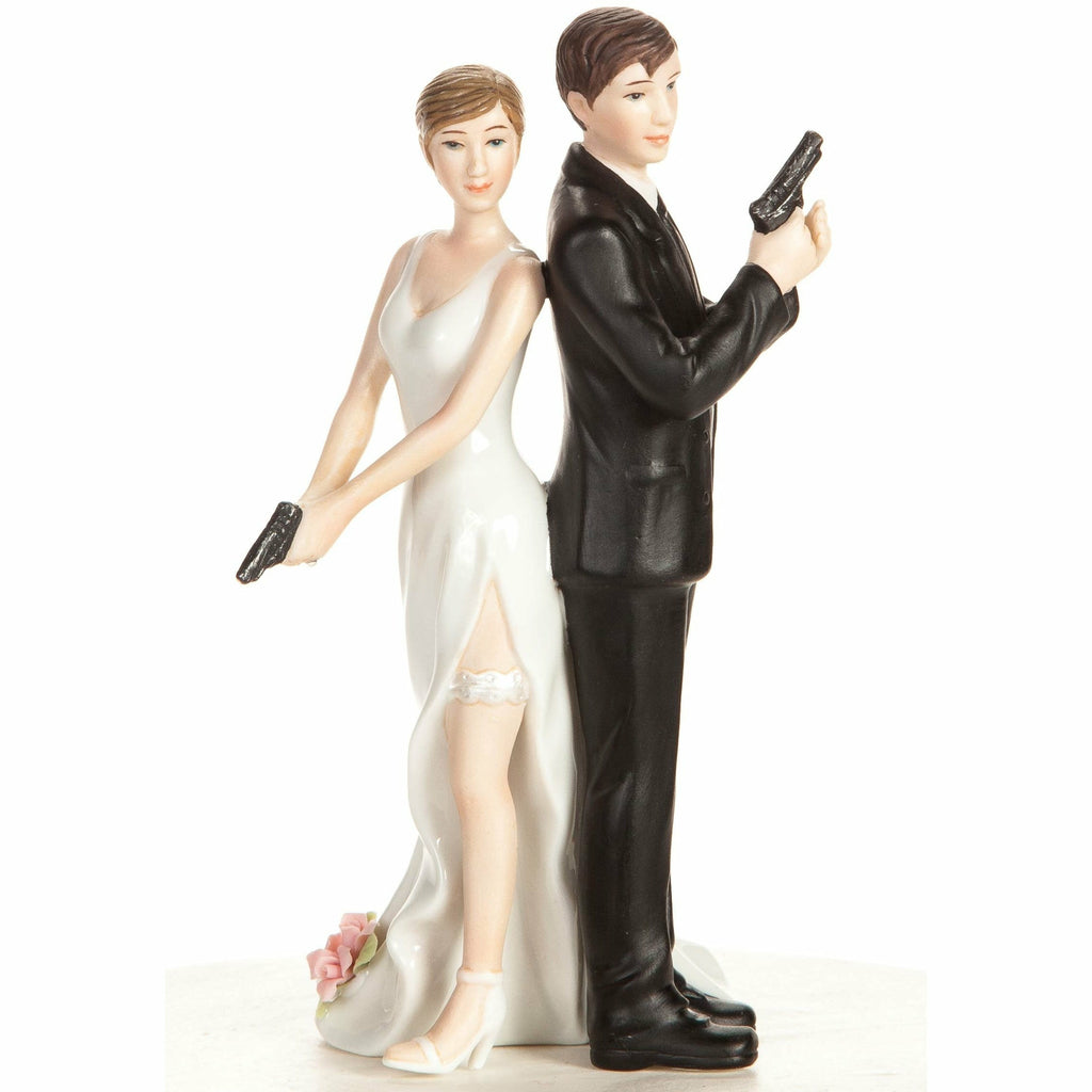 "Super Sexy Spy" Bride and Groom Cake Topper Figurine - Wedding Collectibles
