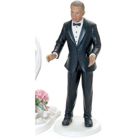 "Surprised Groom" Mix & Match Cake Topper (African American) - Wedding Collectibles