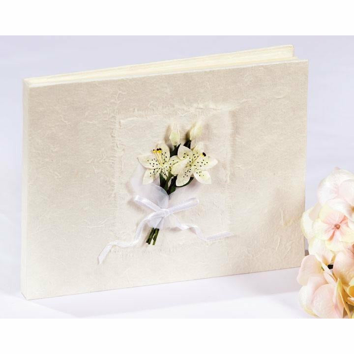 Tiger Lily Bouquet Natural Paper Wedding Guestbook - Wedding Collectibles