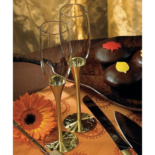 Venice Gold Toasting Flutes - Wedding Collectibles