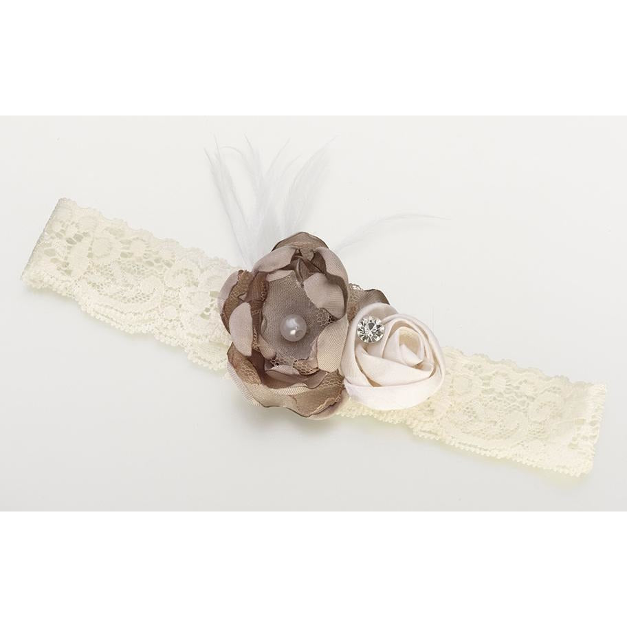 Vintage Garter-Ivory/Taupe - Wedding Collectibles