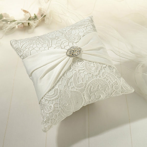 Vintage Lace Ring Pillow-Cream - Wedding Collectibles