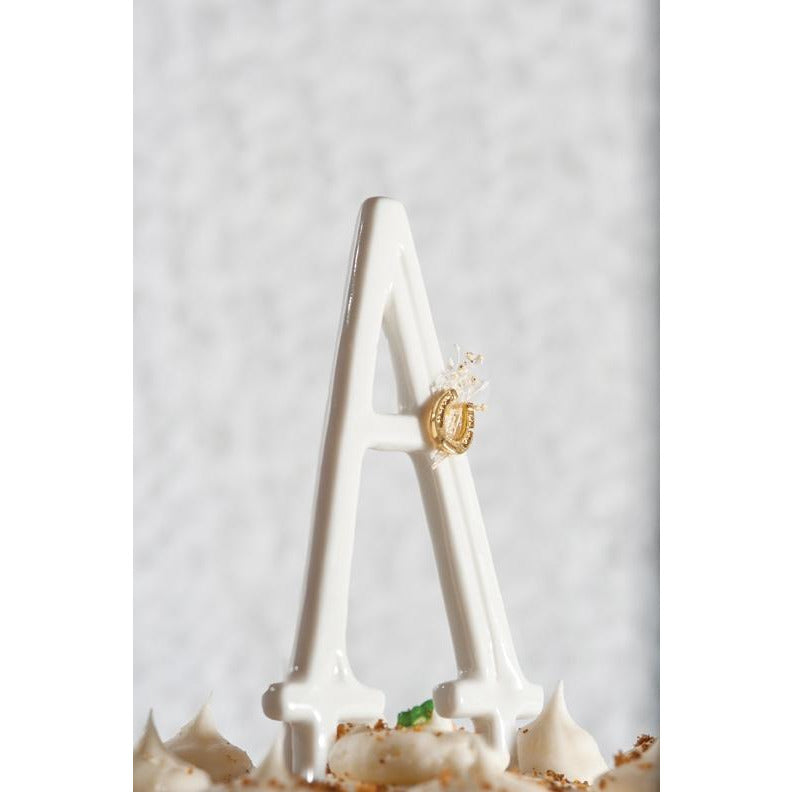 Western Themed Porcelain Monogram Cake Topper - Wedding Collectibles