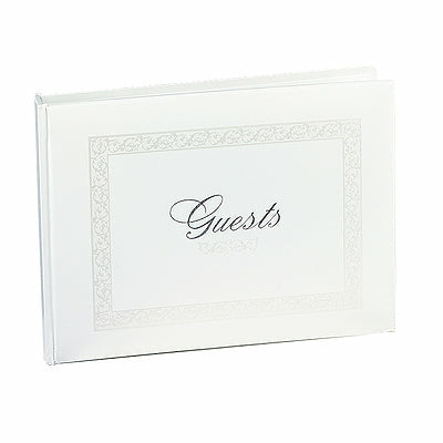 White Essence Pearl Guest Book - Wedding Collectibles