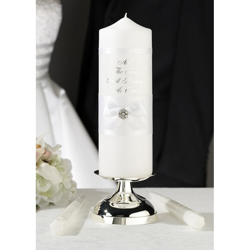 White Lace Candle Set - Wedding Collectibles