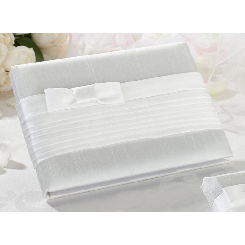 White Pleated Silk Guestbook - Wedding Collectibles