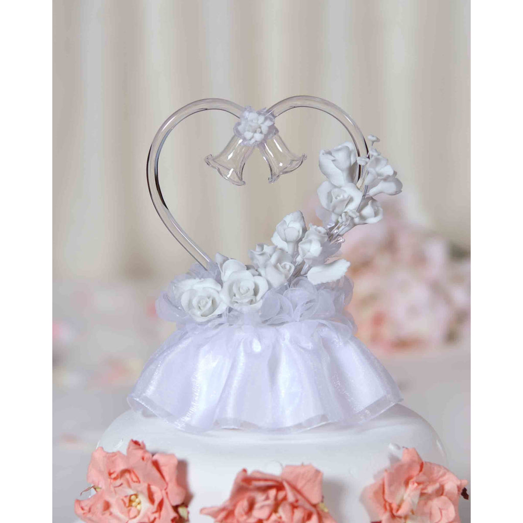 White Porcelain Rose Cake Topper - Wedding Collectibles