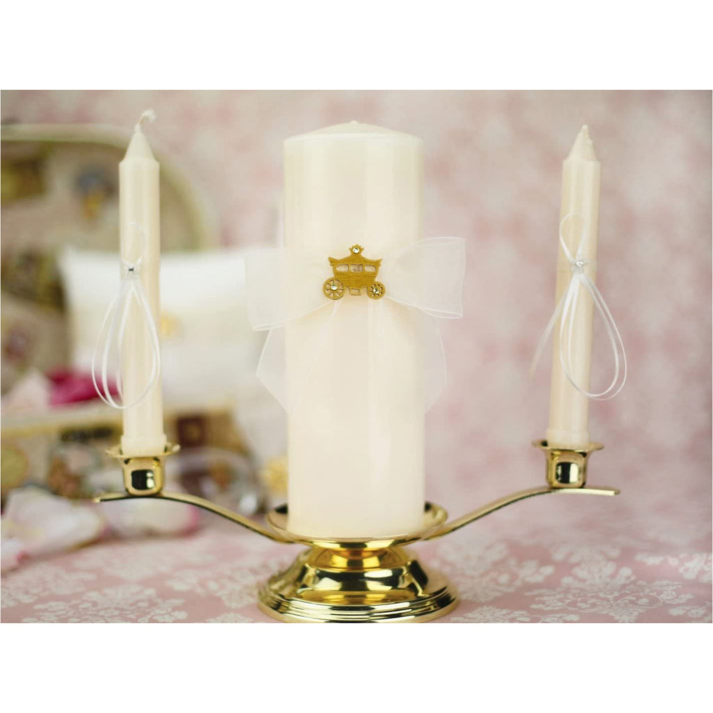 Elegant Fairy Tale Cinderella Coach Wedding Unity Candle Set (Silver/Gold) - Wedding Collectibles