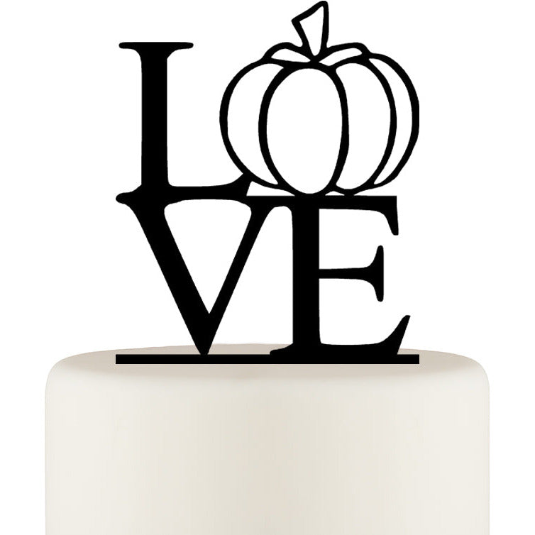 Fall Wedding Cake Topper - Pumpkin Cake Topper - LOVE Cake Topper - Wedding Collectibles