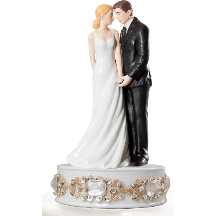 Glam Porcelain Bride and Groom Wedding Cake Topper - Wedding Collectibles