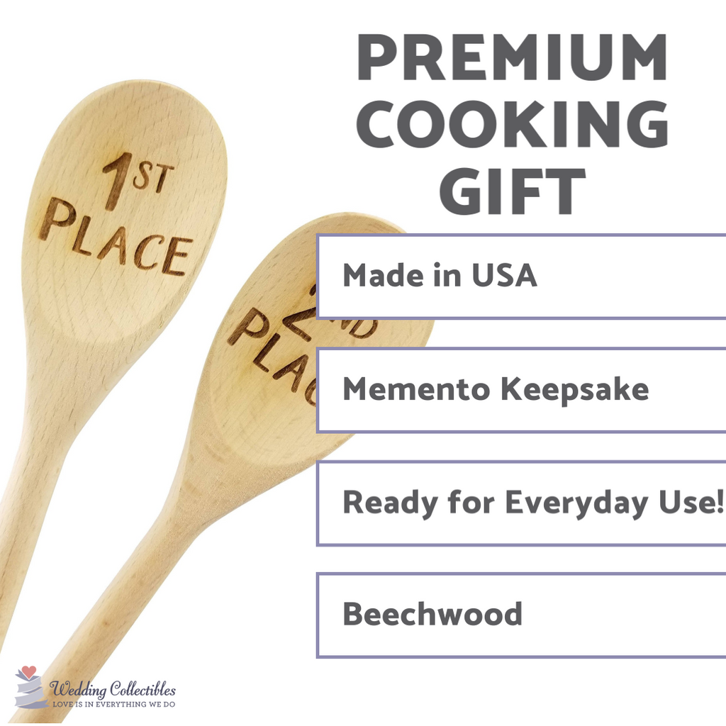 Engraved 1st Place and 2nd Place Wood Spoons Prize Trophy - 14 inch- Cook off,event prize,Chili Cook Off Trophy,Bake Off Prize - Wedding Collectibles