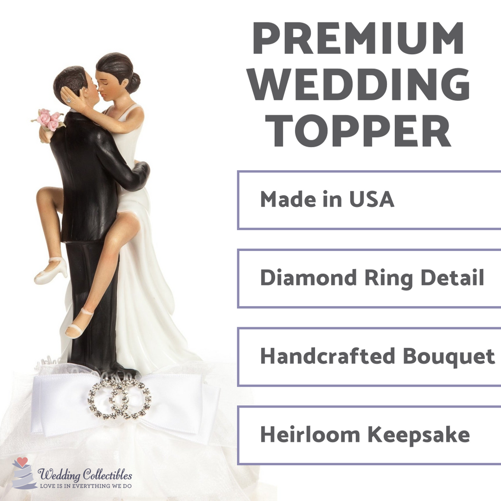 Funny Sexy Rhinestone African American Wedding Rings Cake Topper - Wedding Collectibles