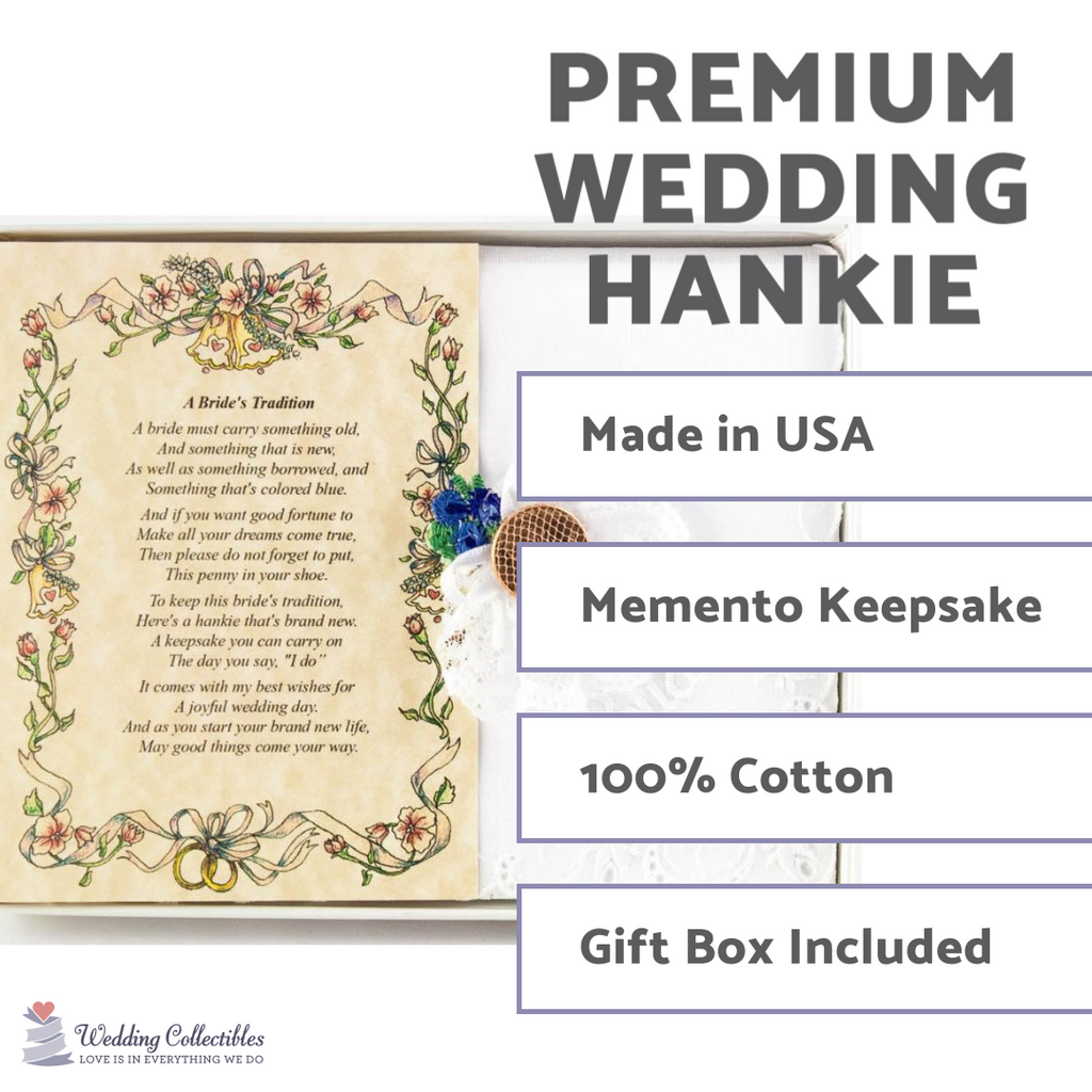 Personalized A Bride's Tradition (From Friend or Family to the Bride) Wedding Handkerchief - Wedding Collectibles