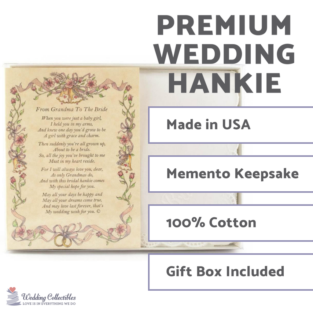 Personalized From Grandma to the Bride Wedding Handkerchief - Wedding Collectibles