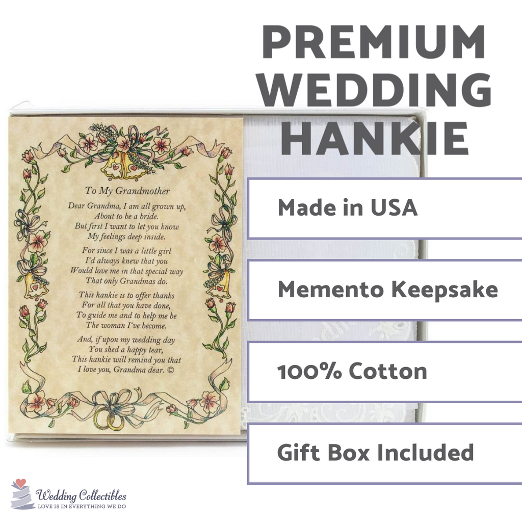 Personalized Poetry Hankie for Grandmother from Bride Wedding Handkerchief - Wedding Collectibles