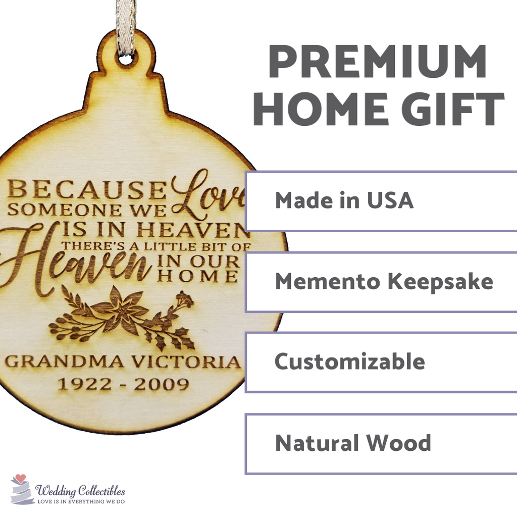 Personalized Memorial Wood Christmas Ornament - Christmas In Heaven - Memorial Gifts - Sympathy Gifts - Loss Of A Loved One - Christmas Gift Holiday Wood Custom Personalized - Wedding Collectibles
