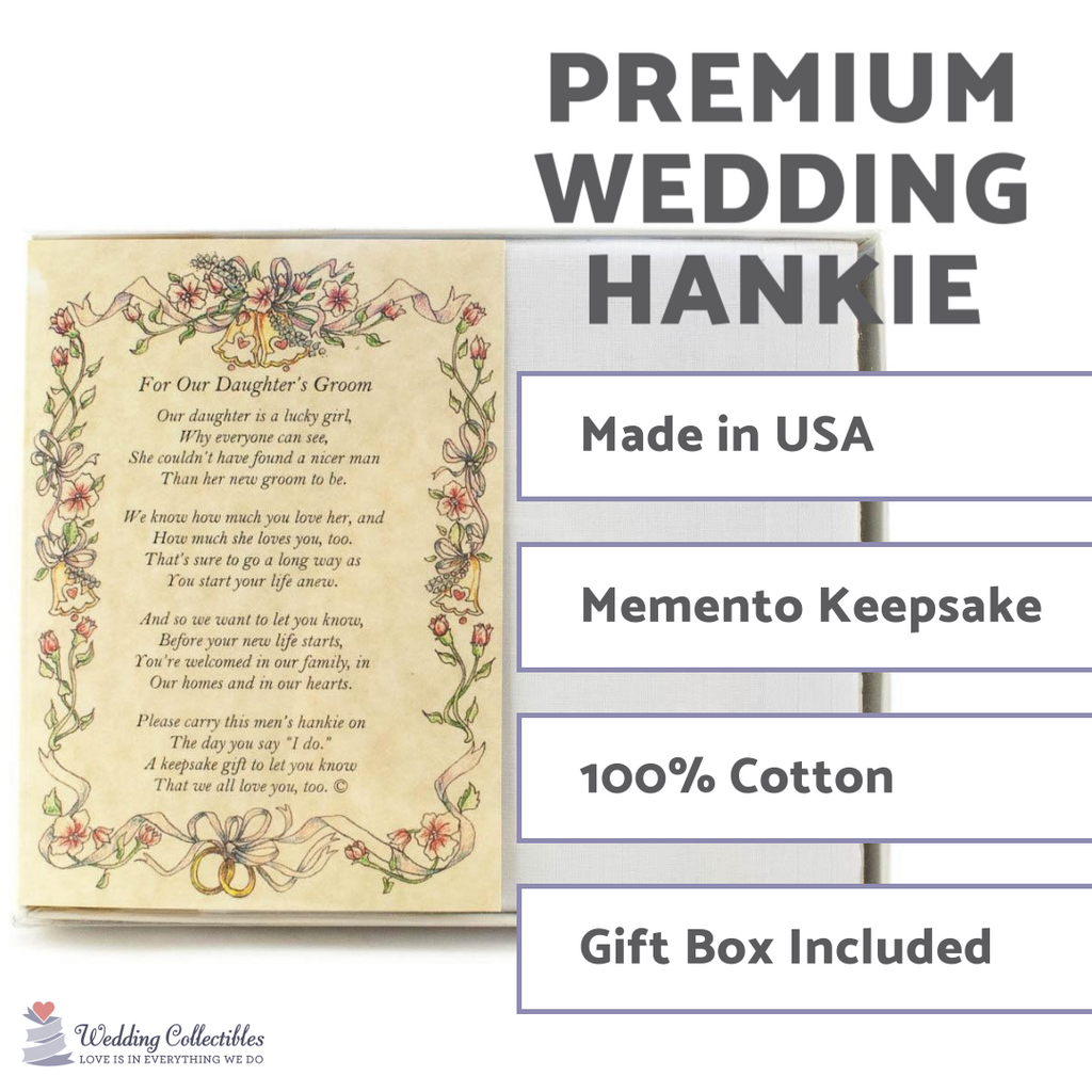 Personalized From the Bride's Parents to the Groom Poetry Wedding Handkerchief - Wedding Collectibles