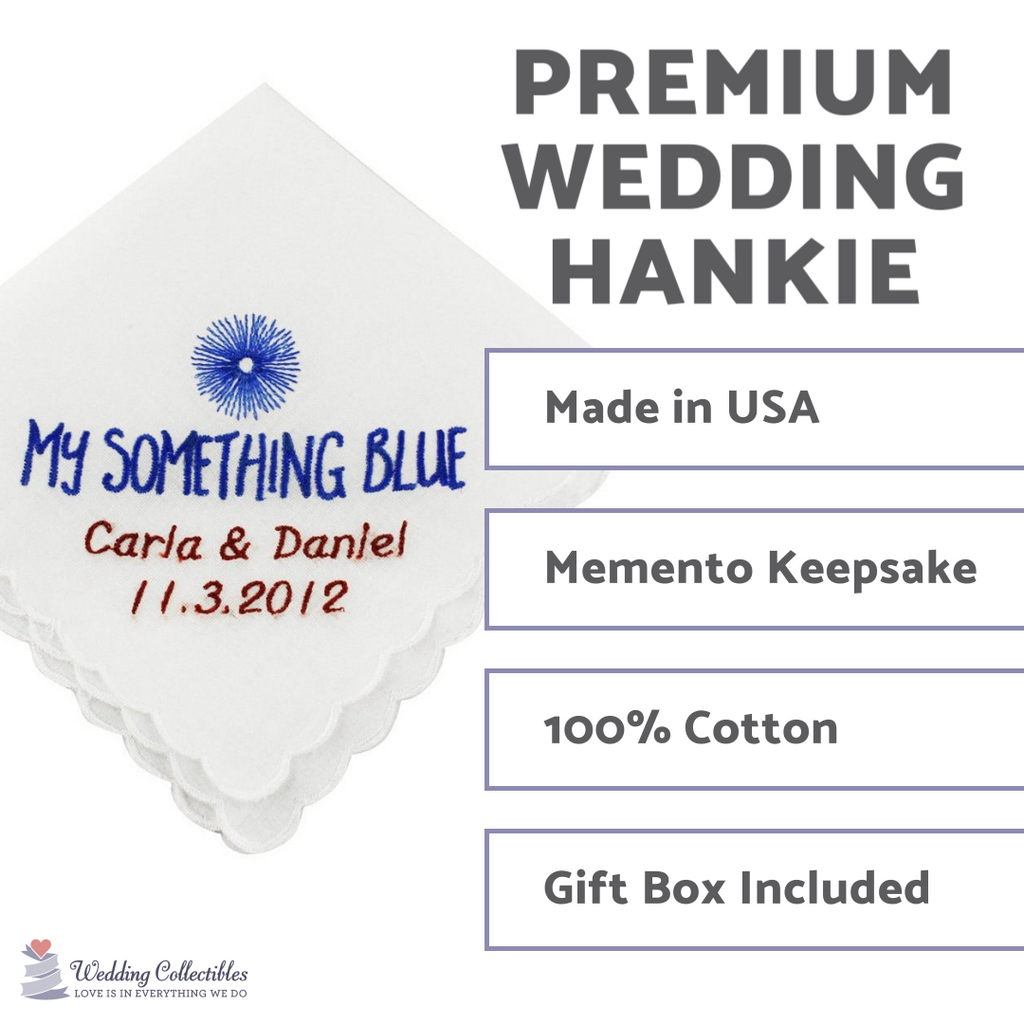 Personalized My Something Blue Wedding Handkerchief - Wedding Collectibles