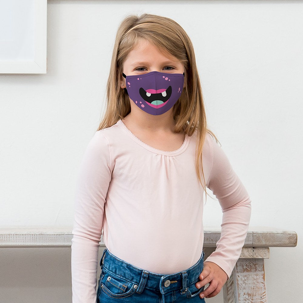 Purple Monster Print Kids Protective Cloth Face Mask - Wedding Collectibles