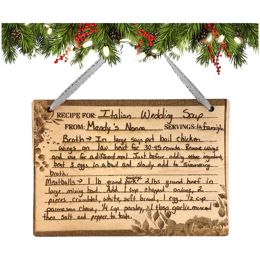 Wooden Recipe Christmas Ornament Custom, Hand-Written Engraved | Fully Custom Personalized Engraving - Wedding Collectibles