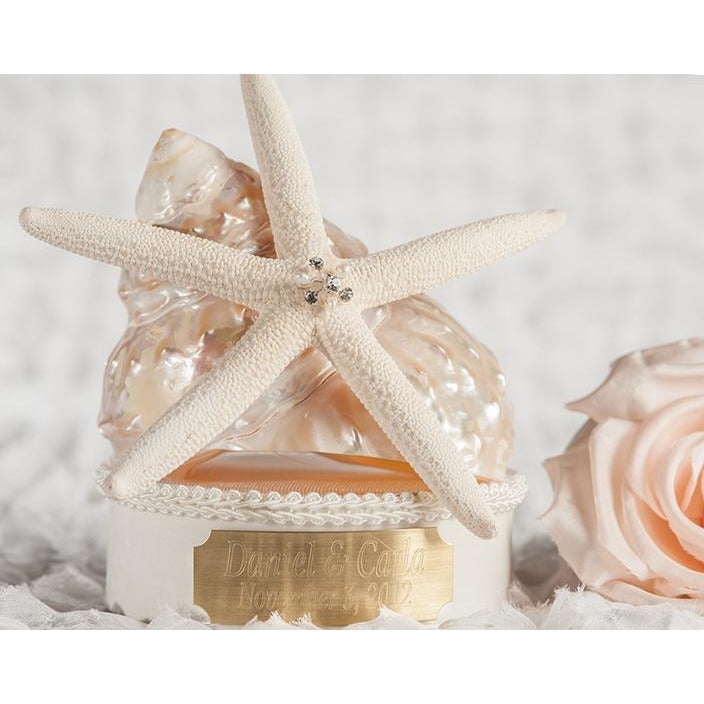 Engraveable Custom Starfish Shell Wedding Cake Topper - Wedding Collectibles