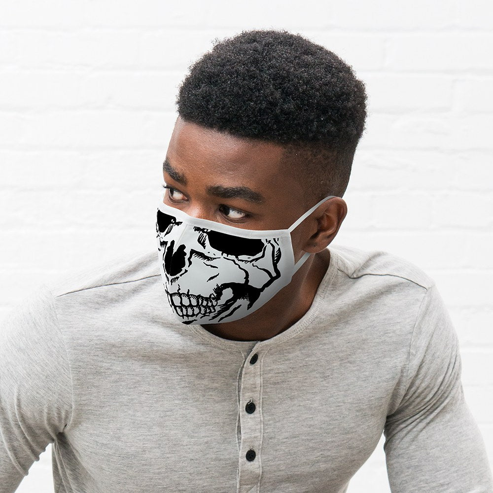 Skull Print Protective Cloth Face Mask - Wedding Collectibles