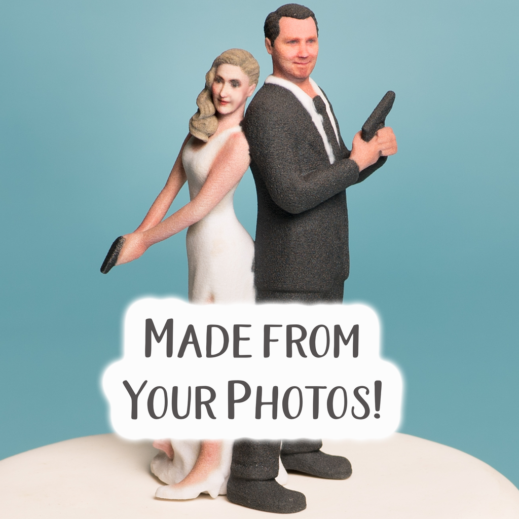 Custom Super Sexy Spy Funny Wedding Cake Topper Figure - Made To Look Like You! - Wedding Collectibles
